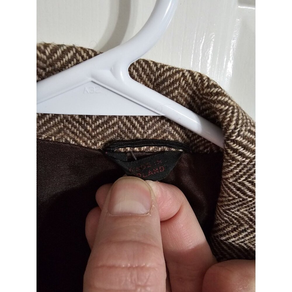 The World's Best Mens 46R Brown Herringbone Tweed Blazer Old Money Tailored Edit - Picture 9 of 9